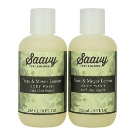 Saavy Naturals Yuzu and Meyer Lemon Body Wash for Women and Men, Organic Shower Gel with Natural Ingredients, Vegan Body Soap, Gluten Free - 8 Oz, 2 Pack