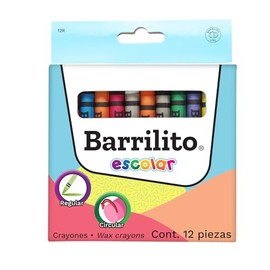 Barrilito Crayones Regulares Circulares, 12 Colores. 12R