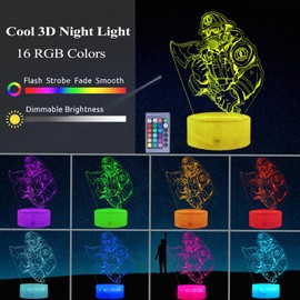 POSSHE Firefighter Night Light, Fire Fighter Gifts, Firefighter 3D Illusion Lamp with 16 Colors Changing, Remote, and Dimmable, Men Boys Women Room Decoration, Holiday Xmas Gifts