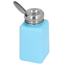 200ml Solvent Dispenser Press Type ESD Safe Alcohol Water Bottle Antistatic Square Bottle with Stainless Steel Lid Anti-Splash Static Dissipative Blue