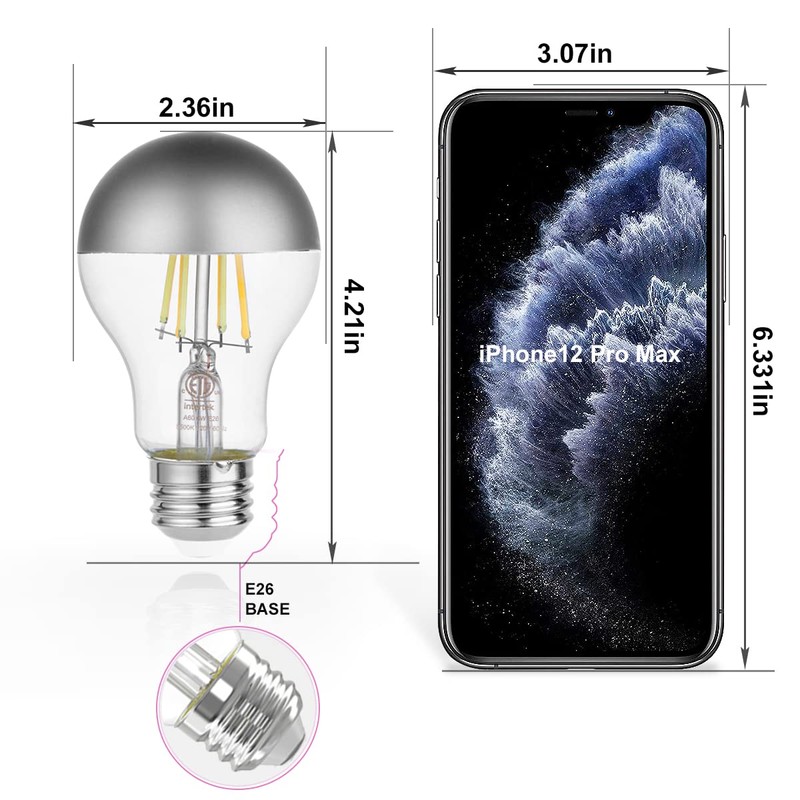 KarlunKoy Half Chrome LED Light Bulbs,Dimmable 6W (Equivalent 60Watt) Edison
