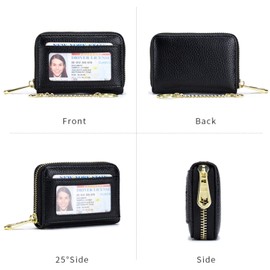 Tapp Collections RFID Credit Card Holder, Small Leather Zipper Card Case Wallet with ID Window & Detachable Keychain - Red