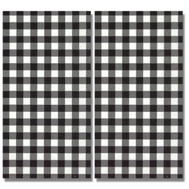 Black & White Buffalo Plaid Disposable Bathroom Guest Towels Check Paper Napkins 32 Count
