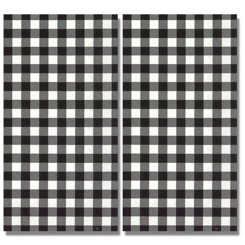 Black & White Buffalo Plaid Disposable Bathroom Guest Towels Check