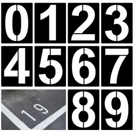 ZYFC 8 inch / 12 inch 0 to 9 Large Number Stencils Set, 10 Pieces Reusable Plastic Curb Address Number Stencils Road Sign Digital Templates for Painting DIY Mailbox Parking Lot Door (12 inch)