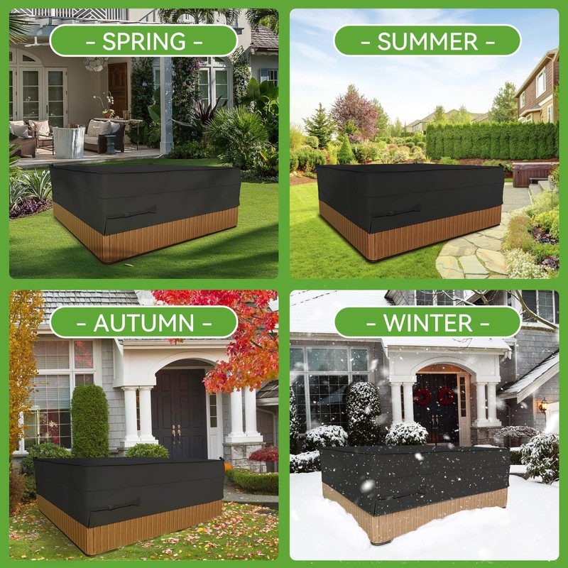 Waterproof Hot Tub Cover, 600D Heavy Duty Polyester Outdoor SPA