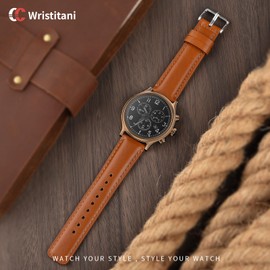 Wristitani Leather Bracelet 20 mm 22 mm, Genuine Leather Watch Strap for Men, Quick Release Vintage Bracelet, Suitable for Classic Quartz Mechanical Watches, Smartwatches, 22 mm