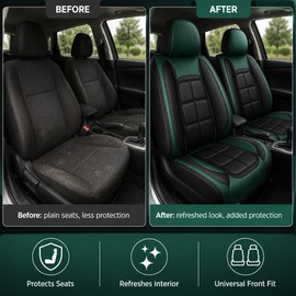 2-Piece Universal Front Car Seat Covers – Full-Cover Artificial Leather Seat Protectors for Cars, SUVs, Trucks & Vans