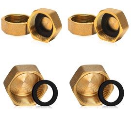 6Pcs Durable Brass Blanking Caps, Plumbing Solutions, Hex Brass Female Blanking Stop Cap(3/4 inch), Blanking Nut Caps for Washing Machine Radiator Valve faucets Tap