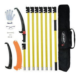 Jovant Manual Pole Saw,6.5-26 ft Extendable Pole with Double Lock Design to Reach up 32ft for High Branches Trimming,SK5 Sharp Three-Sided Sharpened Edges Blade for Pruning Wild Palm Shrub and Tree