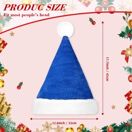 Geyoga 6 Piece Christmas Hat Xmas Santa Claus Hats Plush Santa Hats Adult for Christmas Festive Holiday Party Supplies (Blue)