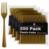 Disposable Gold Plastic Forks 200 Pcs - Heavy Duty Gold