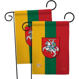 Lithuania Garden Flags 2pcs Pack Regional Nationality Nation International World Country Particular Area Small Decorative Gift Yard House Banner Made In USA 13 X 18.5