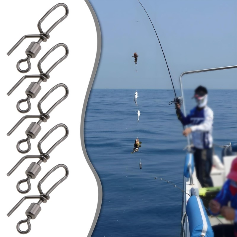 LT Easiyl 50Pcs Stainless Steel Cascade Swivels For Sea Fishing