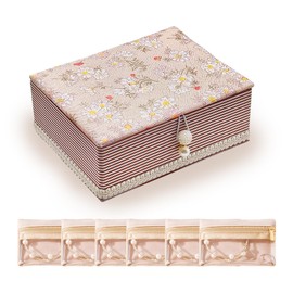 SiegYma Jewelry Organizer for Women - Travel Jewelry Case with 6 Clear Zipper Pouches, Velvet Lining & Waterproof Design | Portable Earring/Necklace Organizer, Gift for Her (Box)