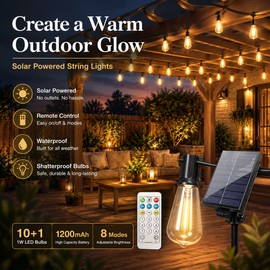 Solar String Lights for Outdoor Décor – Shatterproof Waterproof Patio Lights for Parties, Gardens & Balconies