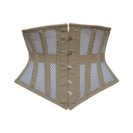 Hi-GERMANWEARS Hi-46 Women's Underbust Black Cotton Mesh Steel Boned Body Waist Shaper Training Waist Corset Corsets (Nude, 6XL), nude