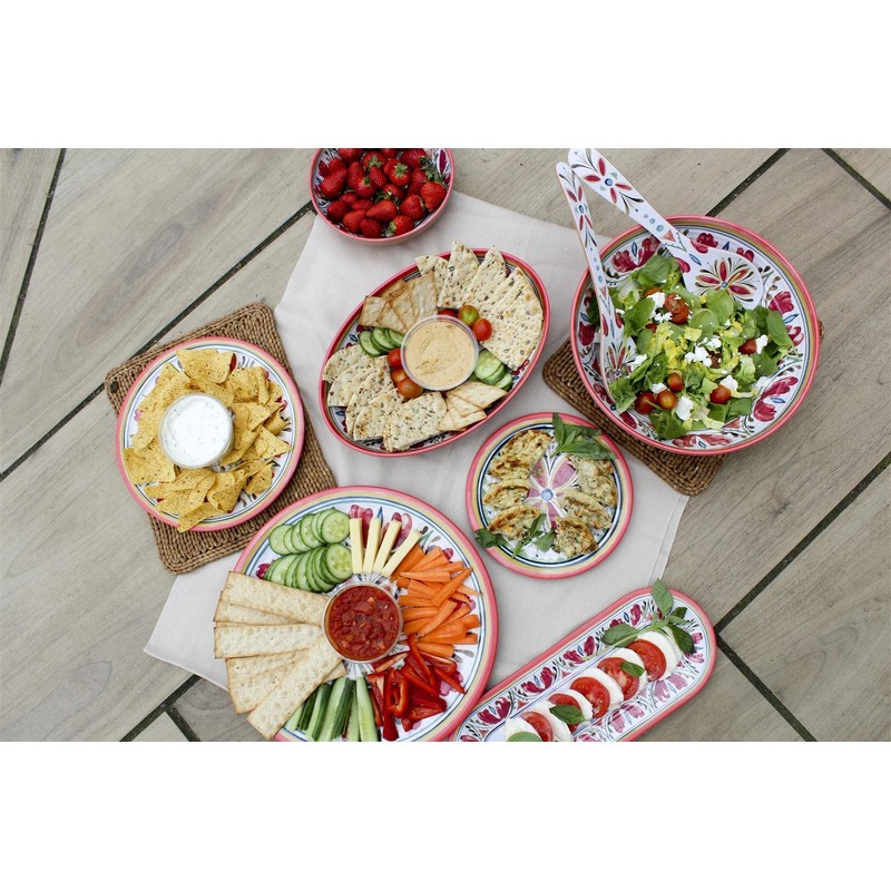 Mediterranean Outdoor/Camping/BBQ - Plastic/Melamine Dipping Snack Bowls x 2