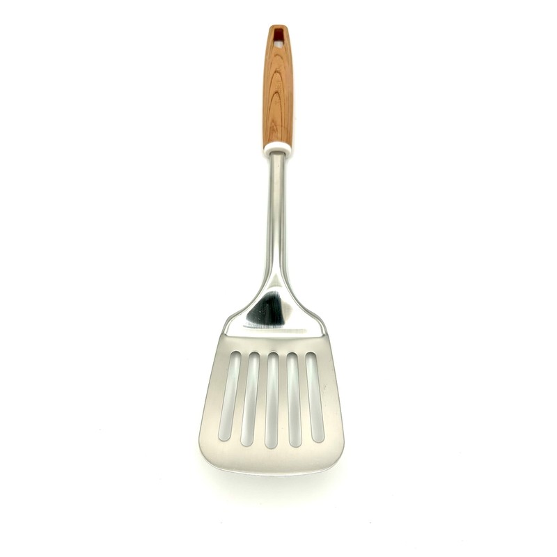 TIJAR® Spatula Slotted Turner, Stainless Steel with Nylon Wood Effect