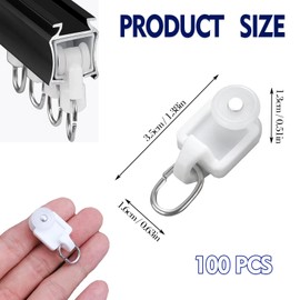 EULAPGOE 100pcs Plastic Sliding Curtain Track Gliders, White Curtain Track Hooks