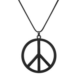 KIFEDSLJ Peace Sign Pendant Necklace Metal 1960s 1970s Hippie Necklace for Women Men Dressing Party Accessories-black