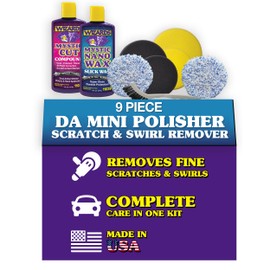 Wizards Buffing Kits DA Mini Polisher Scratch and Swirl Remover Tool Set - 9 Piece Car Buffers and Polishers Kit