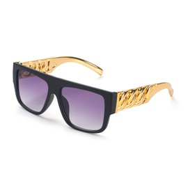 FACATH 80s/90s Women Hip Hop Costume Kit Rapper DJ Sunglass for Girls, Lassic Oversized Hippie Glasses for 80s 90s Hip Hop Costume (Gold)