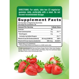 Nature's Truth Nature's Truth Vitamin D3 and B12 Gummies | 60 Count | Strawberry Flavor | Vegetarian, Non-GMO & Gluten Free Supplement