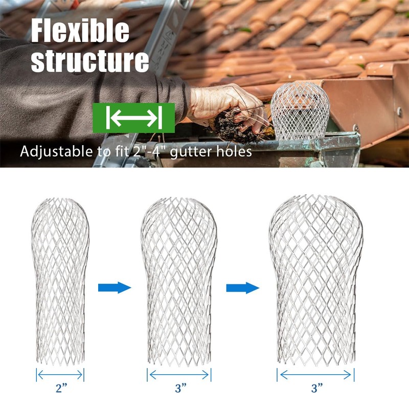 Evponk 8 Pcs Gutter Downspout Guards, 3.5 Inch Expandable Aluminum