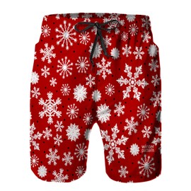 Mens Swim Trunks with Mesh Lining,Christmas Pattern Made Snowflakes dots Quick Dry Beach Board Shorts Swimsuit Pants Swimwear Bathing Suits XL