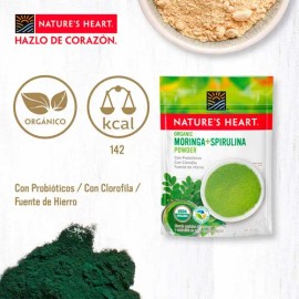 Mezcla Orgánica Moringa Y Spirulina Nature's Heart De 100g