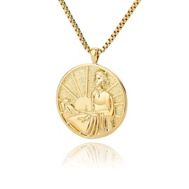 Medal Florence Nightingale Hecate 18K Gold Plated Coin Necklace,Merit Medallion Queen Necklace for Women