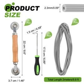 sourcing map Screen Repair Kit, 0.09"x 9.8 ft Window Screen Spline with Roller Tool and Spline Removal Hook for Patio Door Window Mesh Install and Replace, Gray