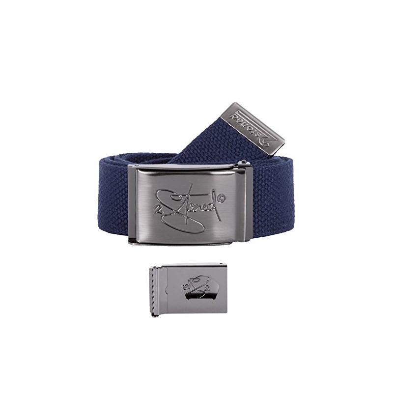2Stoned Fabric Belt Navy 4 cm Wide with Matte Buckle