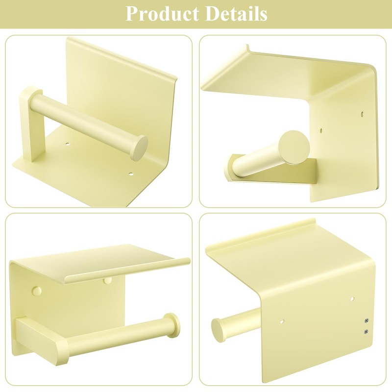 Tindbea Toilet Paper Holder with Phone Shelf, Adhesive or Screw