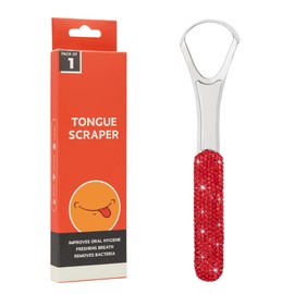 Tongue Scraper Bling Metal Tongue Cleaner for Adults & Kids Diamond Stainless Steel Tongue Scrubber for Oral Care & Hygiene(Red)