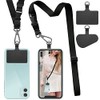 Phone Lanyard Universal Crossbody Cell Phone Lanyards Multifuctional Nylon Patch Adjustable Shoulder Neck Strap Compatible with Most Smartphones(Pure Black)