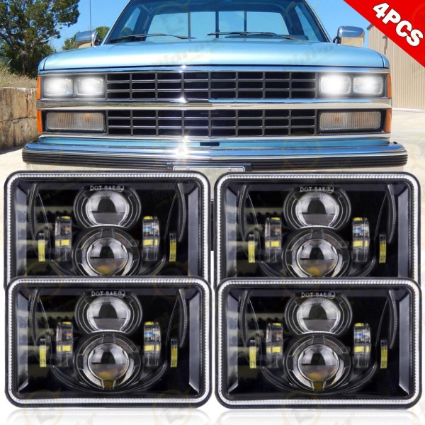 Ridroid 4PCS 4X6" LED Headlights Hi/Lo Beam DOT For 1988