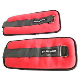 Fitvids Fully Adjustable Ankle Wrist Arm Leg Weights, 5 lbs each (10-lb pair), Red