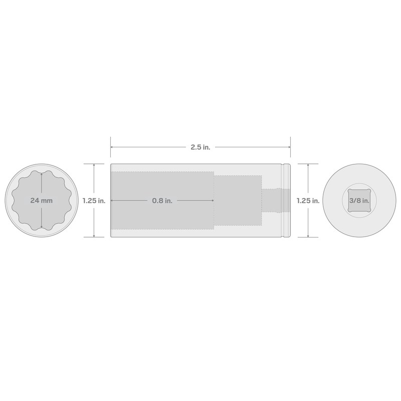 TEKTON 3/8 Inch Drive x 24 mm Deep 12-Point Socket