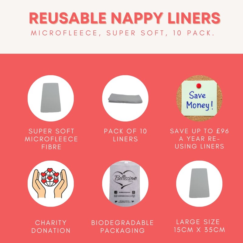 Bellissimo Baby™ Microfleece Reusable Nappy Liners - 10 Pack ☆
