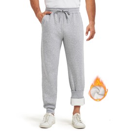 Zylioo Long Fleece Sweatpants for Men with Pockets, Winter Joggers for Tall Men 32-34 Inseam, Men's Athletic Witer Pants Tall
