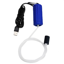 Aquarium Air Pump Mini USB Fish Tank Oxygen Air Pump Portable Ultra Silent Air Aerator Pump Energy Saving Oxygen Bubbler with Air Stone and Single Outlet Silicone Tube 1W (Dark Blue)