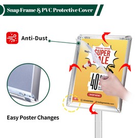 3Pcs Heavy Duty Pedestal Sign Holder for Display, 8.5 x 11 inches Adjustable Floor Standing Sign Holder with Weighted Base ,Sign Stand for Indoor/Outdoor Advertising，Silver