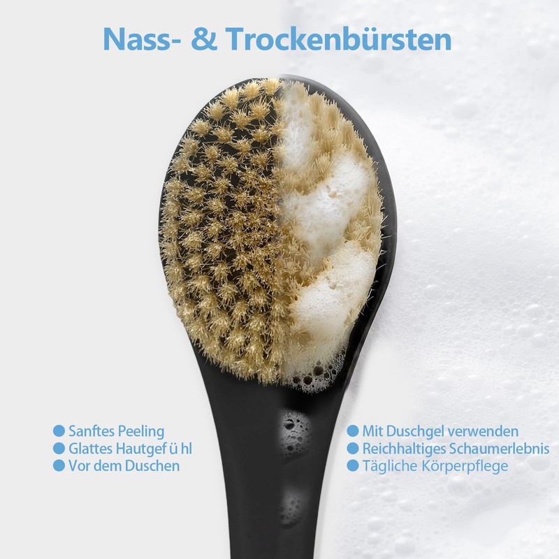 Back Scrubber for Shower with Natural Boar Bristles, 17 Inch