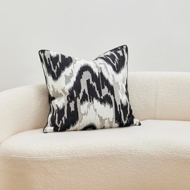 THE-TINOART Ikat Cut Velvet Throw Pillow Covers Cases Soft Chocolate Pillow Cover Elegant Luxurious Large Decorative Cushion Covers for Couch Bed Sofa Chair Home Decor Decorations 24x24inch 1piece