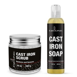 Culina Cast Iron Cleaning Set: Restoring Scrub & Cleaning Soap | Best for Cleaning Care, Washing & Restoring | 100% Plant-Based | for Cast Iron Cookware, Skillets, Pans & Grills!