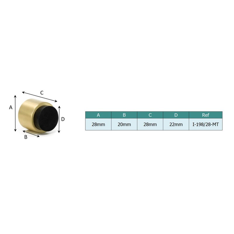 EVI Herrajes, I-198/28, Brass Wall Door Stopper for Handle with