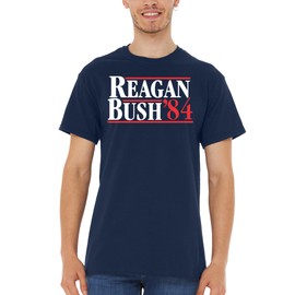Reagan Bush '84 Retro T-Shirt Vintage Presidential Campaign Tee Shirts X-Large Navy 0
