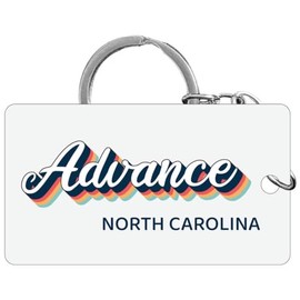 R and R Imports Advance North Carolina Souvenir Acrylic Keychain 3D Retro Design Single